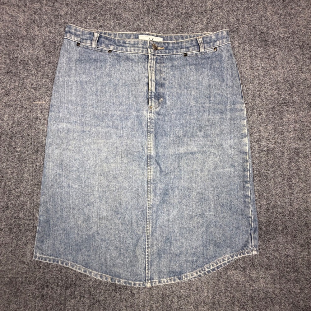 Armani Exchange AX Womens Blue Denim Midi Skirt Light Wash Cotton Size 10